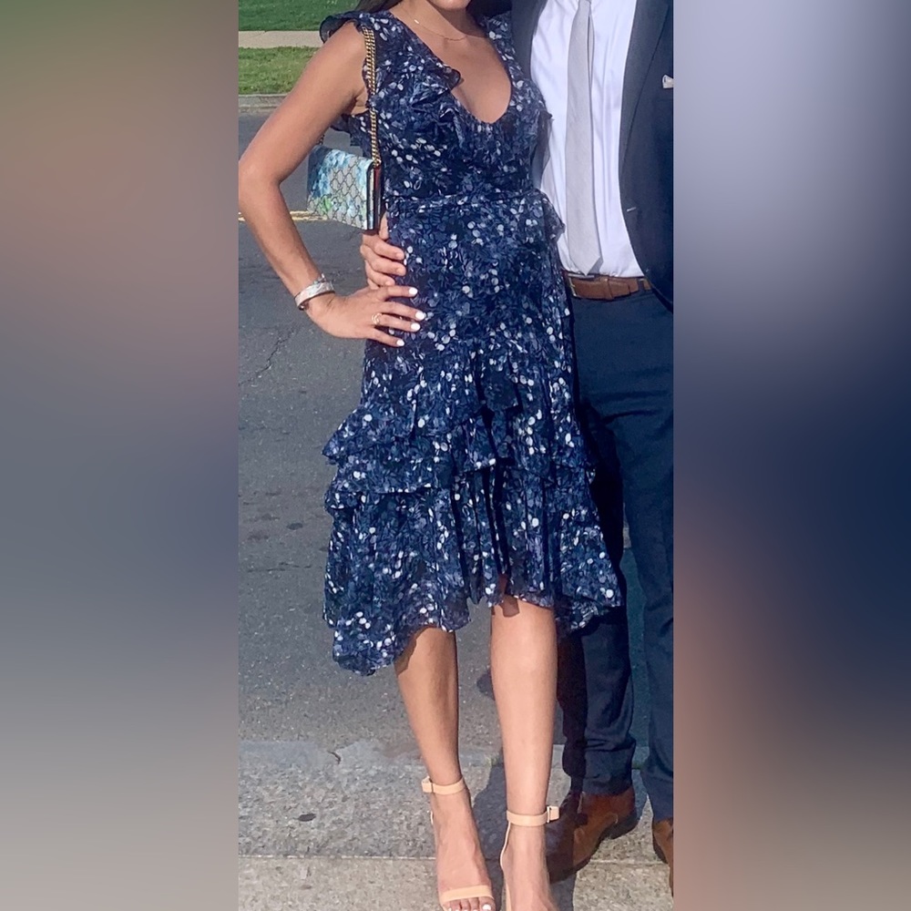 Bardot navy floral midi dress